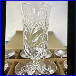 2004 12 Cut Crystal 5th Ave PORTICO Iced Tea Clear Glasses Art Deco Wheat Pat