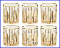 24K Gold Italian Crystal Whiskey Old Fashioned Glasses Set of 6 Hand Painted
