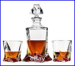 28 Oz Crystal Decanter & Six 11 Oz Whisky Tumblers with Red Bottom, Whiskey Set