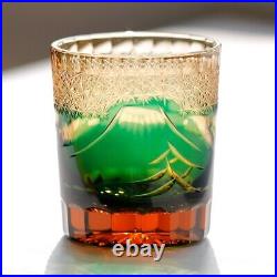 2PCS Kiriko Fuji Mountain Hand Cut To Cased Crystal Glasses For Whiskey Sets 9oz