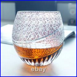 2PCS Whiskey Crystal Glasses Set Hand Cut To Purple Edo Kiriko Drinking 10oz