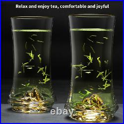 2Pcs High Grade Crystal Heat-Resistant Transparent Tea Cup Drinking Glasses Set