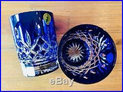 3 Day Low $ Newith Waterford Crystal Lismore Cobalt DOF/ Set Of 2/ Made In Hungary