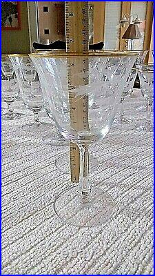 31 pc GOLD RIM CRYSTAL SUNGLOW pattern GLASSWARE BY FOSTORIA Vintage