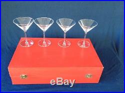 4 Cartier Crystal Classic Martini Glasses Set in original red box never used