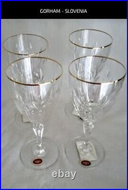 4 Gorham Crystal Glass Stemware Slovenia 7 Vintage Set / Signed & Original Tags