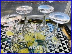 4 Gorham Crystal Lady Anne All Purpose Goblet 7.5 Tall Wine Glass