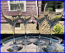 4 Gorham Crystal Romantique Wine Glass Cut Swirl 8 OZ 1993-2003 Stemware MCM