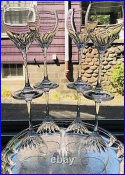 4 Gorham Crystal Romantique Wine Glass Cut Swirl 8 OZ 1993-2003 Stemware MCM