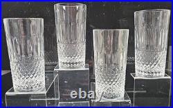 4 MF Cristal de Paris Yvan Highball Glasses Set Crystal Cut Tumblers France Lot