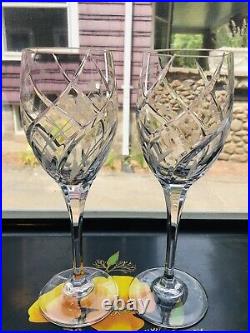 4 Mikasa English Garden Water Goblet Cut Swirl Gray Cut Floral Crystal Retired