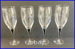 4 ORREFORS Blue INTERMEZZO RED WINE GLASSES SET OF 4 (8.75 tall)