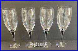 4 ORREFORS Blue INTERMEZZO RED WINE GLASSES SET OF 4 (8.75 tall)