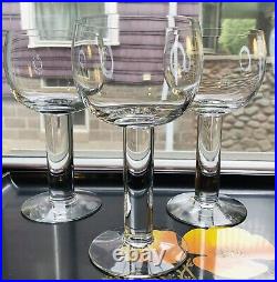 4 Orrefors Column Water Goblet 10 OZ 6 5/8 Thick Stem Mid Century Modern Glass