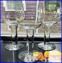 4 Orrefors Column Wine Glass 8 OZ 6 Thick Stem Mid Century Modern HTF