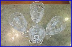 4 RALPH LAUREN Glen Plaid Heavy Crystal 8 fl oz Fluted Champagne Glass Set