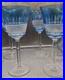 4 Vintage Cobalt Blue Cut To Clear Crystal Goblets Saint Louis