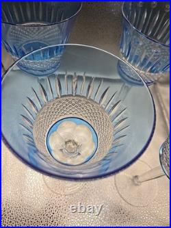 4 Vintage Cobalt Blue Cut To Clear Crystal Goblets Saint Louis