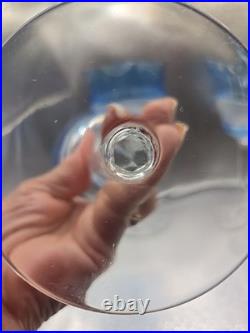 4 Vintage Cobalt Blue Cut To Clear Crystal Goblets Saint Louis