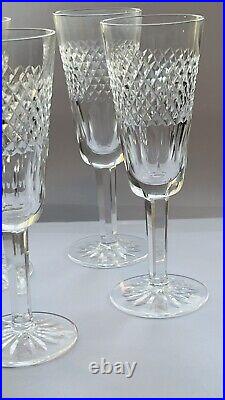4 WATERFORD CRYSTAL CARA (1987-) CHAMPAGNE FLUTES 7 1/4 6OZ MINT ETCHED Sparkle