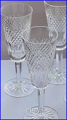 4 WATERFORD CRYSTAL CARA (1987-) CHAMPAGNE FLUTES 7 1/4 6OZ MINT ETCHED Sparkle