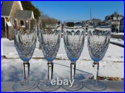 4 Waterford Colleen Champagne Flutes Tall Stem 7 3/8 High