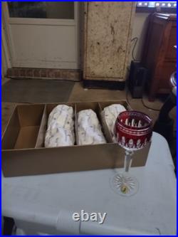 4 Waterford Crystal Clarendon Ruby Wine Glass set/new in box