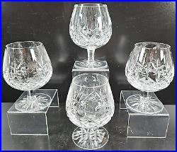 4 Waterford Crystal Lismore Brandy Glasses Set Clear Cut Etch Cognac Snifter Lot