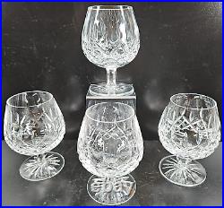 4 Waterford Crystal Lismore Brandy Glasses Set Clear Cut Etch Cognac Snifter Lot