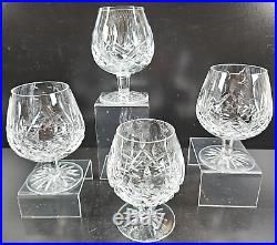 4 Waterford Crystal Lismore Brandy Glasses Set Clear Cut Etch Cognac Snifter Lot