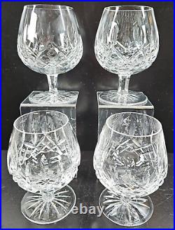 4 Waterford Crystal Lismore Brandy Glasses Set Clear Cut Etch Cognac Snifter Lot