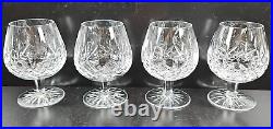 4 Waterford Crystal Lismore Brandy Glasses Set Clear Cut Etch Cognac Snifter Lot