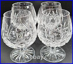 4 Waterford Crystal Lismore Brandy Glasses Set Clear Cut Etch Cognac Snifter Lot