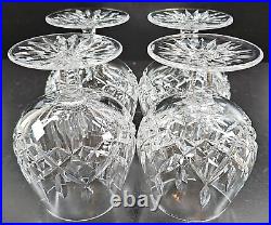 4 Waterford Crystal Lismore Brandy Glasses Set Clear Cut Etch Cognac Snifter Lot