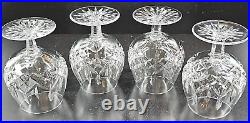 4 Waterford Crystal Lismore Brandy Glasses Set Clear Cut Etch Cognac Snifter Lot