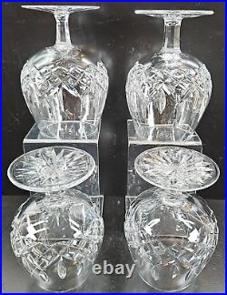 4 Waterford Crystal Lismore Brandy Glasses Set Clear Cut Etch Cognac Snifter Lot