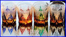 4PCS Crystal Whiskey Sets Tumbler Edo Kiriko Candle Pattern Glasses 9oz/250ml