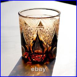 4PCS Crystal Whiskey Sets Tumbler Edo Kiriko Candle Pattern Glasses 9oz/250ml