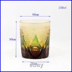 4PCS Crystal Whiskey Sets Tumbler Edo Kiriko Candle Pattern Glasses 9oz/250ml