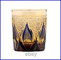 4PCS Crystal Whiskey Sets Tumbler Edo Kiriko Candle Pattern Glasses 9oz/250ml