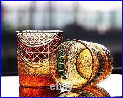 4PCS Crystal Whiskey Sets Tumbler Edo Kiriko Handmade Craft Glasses 9oz/250ml