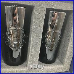 4pc Ralph Lauren Ayers Skull Crossbone Black Highball DOF Glass Set Crystal NEW