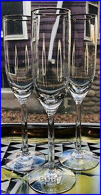 5 Lenox Crystal McKinley Champagne Flute Gold Trim 9 Tall Column Stem 1987-2001