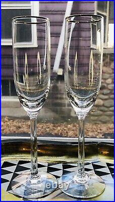 5 Lenox Crystal McKinley Champagne Flute Gold Trim 9 Tall Column Stem 1987-2001