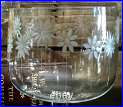 5 Vintage Daisy Floral Etched Large Dessert Sherbet Cups Footed Clear Crystal