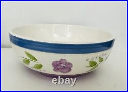 6 Gibson Blue Lavender Flower & Bands 12 Oz. Water Goblets & 1 serving bowl