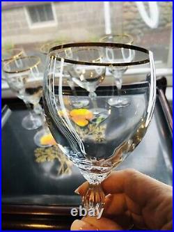 6 Lenox Monroe Gold Trim Wine Glass Goblet Aria Shape 9 OZ Crystal Mint