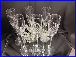 6 Lenox WINDSWEPT Luxury Contemporary Crystal Champagne Flutes Set