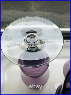 6 Louie Crystal Amethyst Purple Iced Tea Goblet Hokey Pokey Circa 1932 RARE