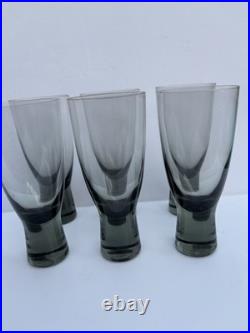 6 MCM Holmegaard Denmark Canada Smoke Water Goblets Per Lutken Cocktail Glasses